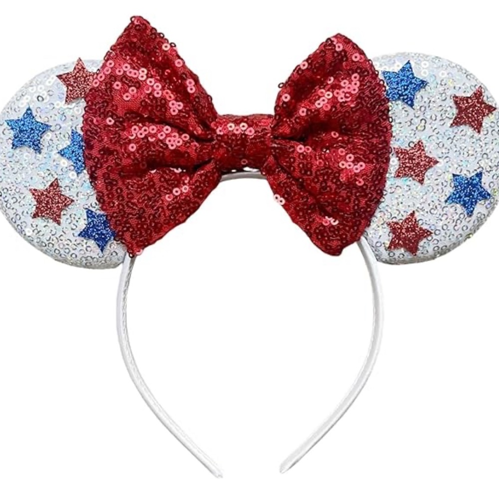 Disney Ears Red and Silver Sparkle Headband NWT